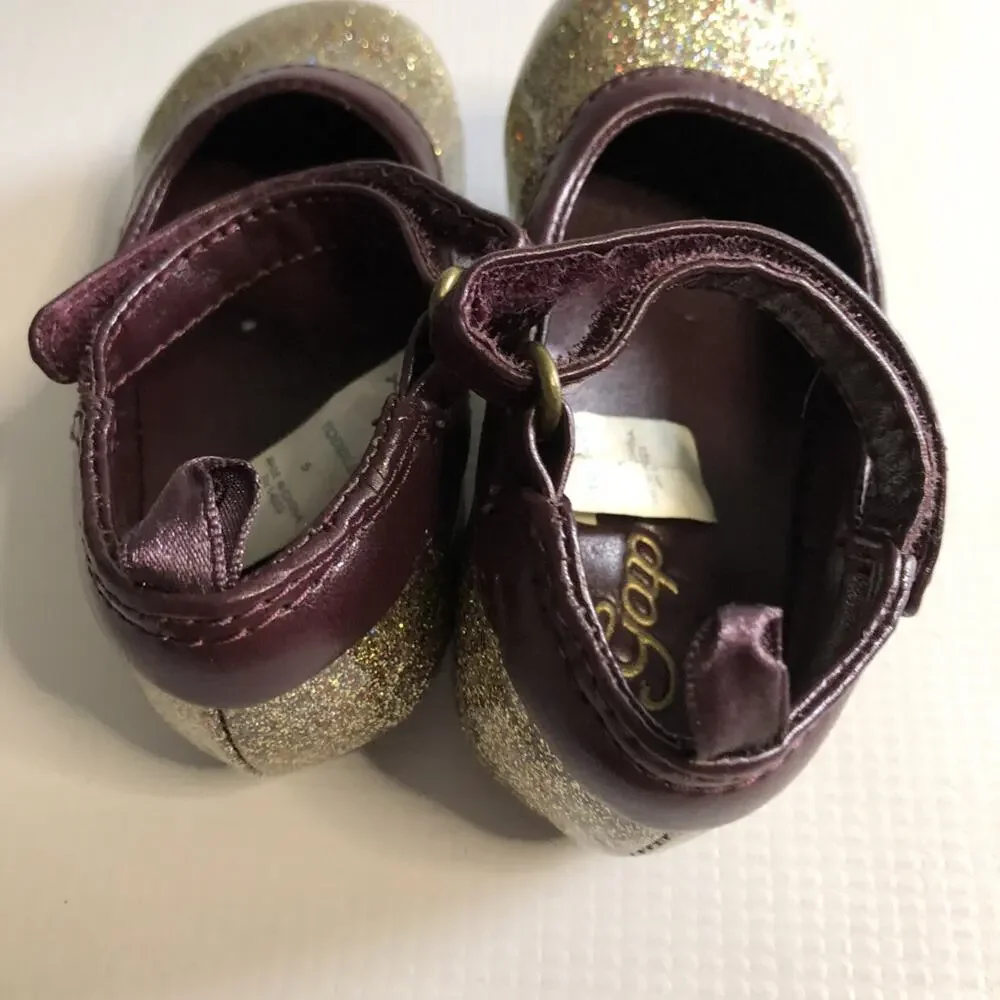 Gap Gold Glitter Mary Jane Flats Size 5